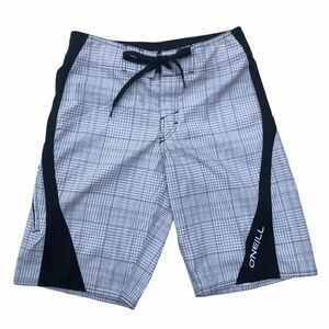 O’neill black and plaid men’s swim board shorts size 28